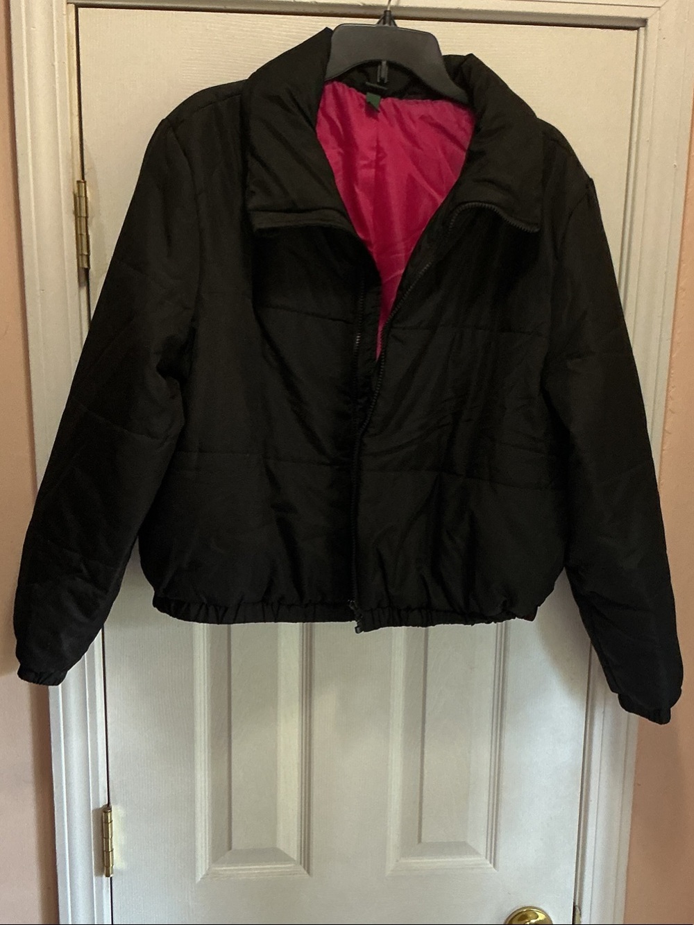 wild fable Black Puffer Jacket with Pink Interior